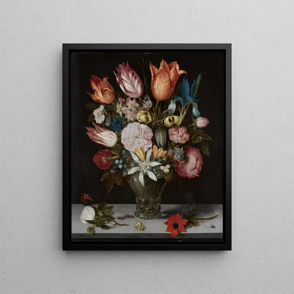 Blumen in einem Glas - Ambrosius Bosschaert der Ältere — gerahmtes Bild an der Wand