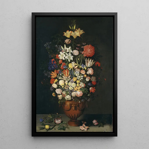 Naturstillleben mit einer Blumen vase - Ambrosius Bosschaert der Ältere — gerahmtes Bild an der Wand