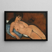 Nackt auf einem blauen Kissen - Amedeo Modigliani — gerahmtes Bild an der Wand
