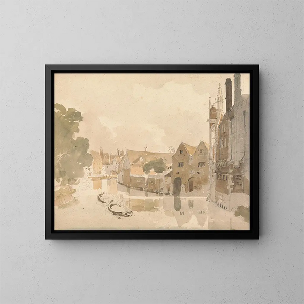 Auf dem Rücken des Kamelons am College St John's in Cambridge - Amelia Long — gerahmtes Bild an der Wand