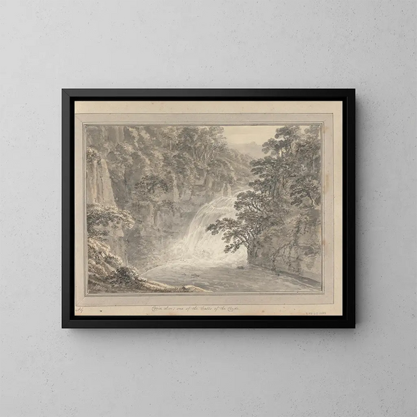 Ansichten in England, Schottland und Wales: Reise nach Schottland, Corie Lin, eines der Wasserfälle des Clyde - Amos Green — gerahmtes Bild an der Wand