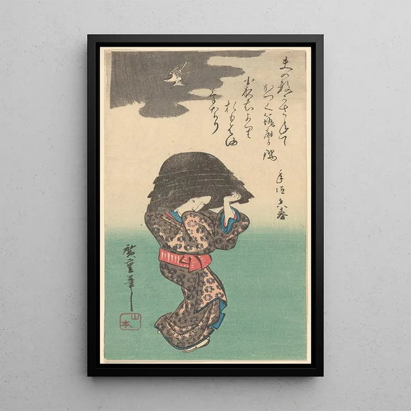 Frau mit einer Teekanne - Andō Hiroshige — gerahmtes Bild an der Wand