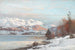 Landschaftsgemälde Winterlandschaft mit Morgenlicht auf den Bergen im Hintergrund Blick auf die Alpen - Anders Andersen-Lundby — Ansicht des Kunstwerks