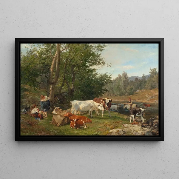 Landschaft mit Vieh - Anders Askevold — gerahmtes Bild an der Wand