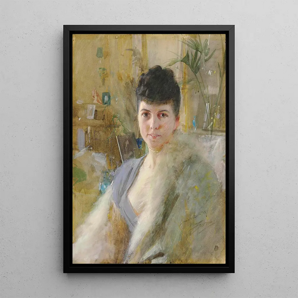 Portrait einer Dame in einem Salon - Anders Zorn — gerahmtes Bild an der Wand
