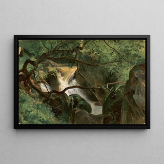 Andr Giroux - Forest Interior with a Waterfall.webp