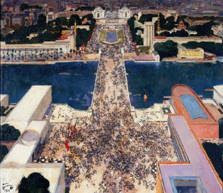 Andr Victor douard Devambez - La colline de Chaillot pendant lexposition Internationale de 1937 vue de la Tour Eiffel.webp