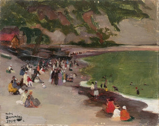 Andr Victor douard Devambez - Vue anime de la plage dYport.webp