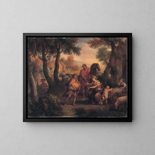 Entdeckung von Romulus und Remus - Andrea Locatelli — gerahmtes Bild an der Wand