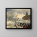 Sturm auf dem Wellenbrecher - Andreas Achenbach — gerahmtes Bild an der Wand