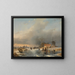 Ein Winterlandschaft mit einer Mühle und Häusern in der Nähe eines zugefrorenen Kanals - Andreas Schelfhout — gerahmtes Bild an der Wand