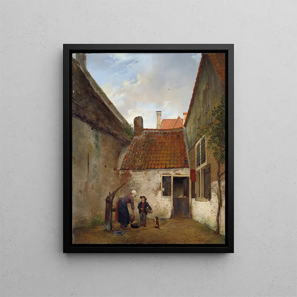 Innenhof - Andreas Schelfhout — gerahmtes Bild an der Wand