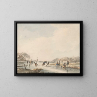 Andreas Schelfhout - Landschap met schaatsenrijders.webp