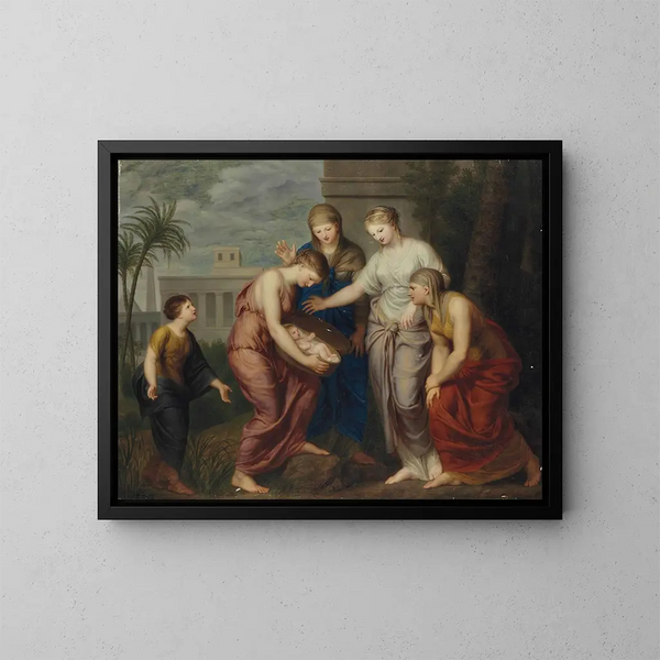 Die Entdeckung Moses - Andries Cornelis Lens — gerahmtes Bild an der Wand