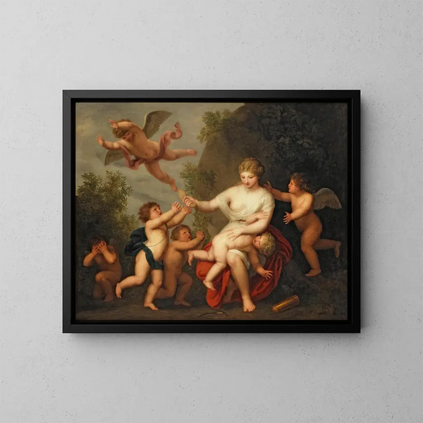 Venus tadelt Amor - Andries Cornelis Lens — gerahmtes Bild an der Wand