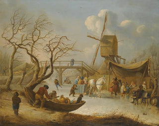 Andries Vermeulen - A Winter Landscape With Skating Figures And A HorseDrawn Sleigh Near A Wind Mill.webp