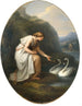 Immortalia, die Nymphe der Unsterblichkeit, erhält Namentafeln von zwei Schwänen - Angelica Kauffman — Ansicht des Kunstwerks
