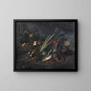 Angelo Maria Rossi - Still life with fish and mushrooms.webp