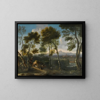 Angeluccio - Italianate landscape with hunters shooting ducks.webp