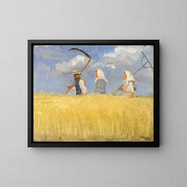 Die Mähdrescher - Anna Ancher — gerahmtes Bild an der Wand
