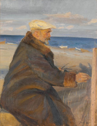 Anna Ancher - Michael Ancher Painting on the Shore.webp