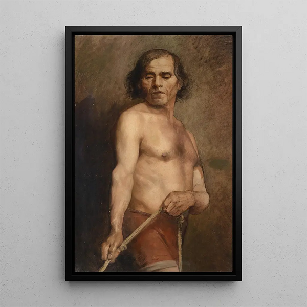 Ein männlicher Nackter stehend - Anna Bilińska-Bohdanowicz — gerahmtes Bild an der Wand