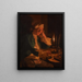 Ein Wissenschaftler, der an einem Schreibtisch im Kerzenschein sitzt - Anna Dorothea Therbusch — gerahmtes Bild an der Wand