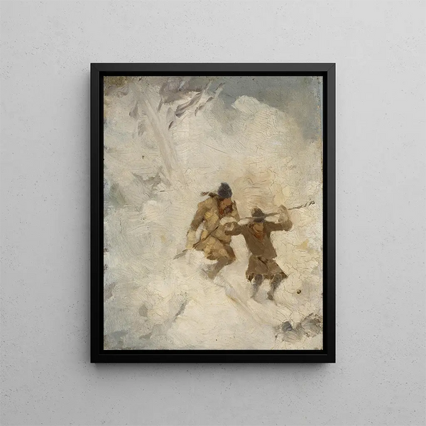 Studie von zwei Sami-Skifahrern - Anna Nordlander — gerahmtes Bild an der Wand