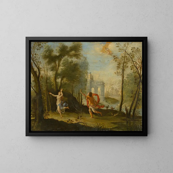Apollon verfolgt Daphne - Anonym — gerahmtes Bild an der Wand