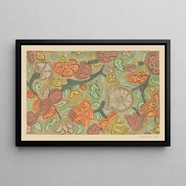 Anonymous - Blad met bloemen en vruchten met puntenfond.webp