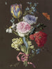 Florale Komposition mit Anemonen und braunem Schmetterling - Anonym — Ansicht des Kunstwerks