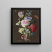 Florale Komposition mit Anemonen und braunem Schmetterling - Anonym — gerahmtes Bild an der Wand
