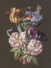 Blumenstrauß aus Rosen, Rosen-Tulpen, Tulpen, Mohnblumen, Mohn und andere Blumen mit Admiral - Anonym — Ansicht des Kunstwerks