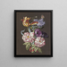 Blumenstrauß aus Rosen, Rosen-Tulpen, Tulpen, Mohnblumen, Mohn und andere Blumen mit Admiral - Anonym — gerahmtes Bild an der Wand