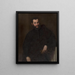 Portrait eines Mannes mit einem Fragment einer antiken Säule - Anonym — gerahmtes Bild an der Wand