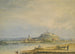 Flusslandschaft mit Stadtburg auf Hügel und fleißigen Bauern - Anonym — Ansicht des Kunstwerks