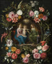 Sainte Anne avec la Vierge Marie et l'Enfant Jésus dans un cercle de fleurs - Anonyme — Ansicht des Kunstwerks
