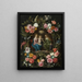 Sainte Anne avec la Vierge Marie et l'Enfant Jésus dans un cercle de fleurs - Anonyme — gerahmtes Bild an der Wand
