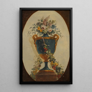 Anonymous - Vase of Flowers Draped with Garlands.webp