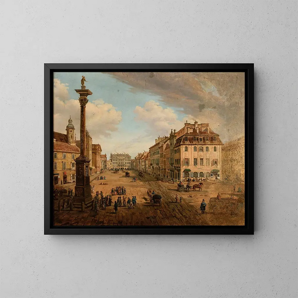 Ansicht vom Schlossplatz in Richtung Krakowskie Przedmieście - Anonym — gerahmtes Bild an der Wand