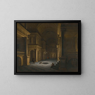 L'intérieur einer klassischen Kirche - Anthonie de Lorme — gerahmtes Bild an der Wand