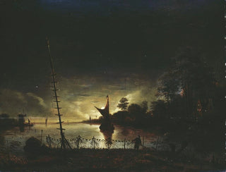 Landschaft bei Mondschein - Anthonie van Borssom — Ansicht des Kunstwerks