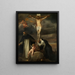 Der Christus am Kreuz mit der Heiligen Katharina von Siena, dem Heiligen Dominikus und einem Engel - Antoine van Dyck — gerahmtes Bild an der Wand