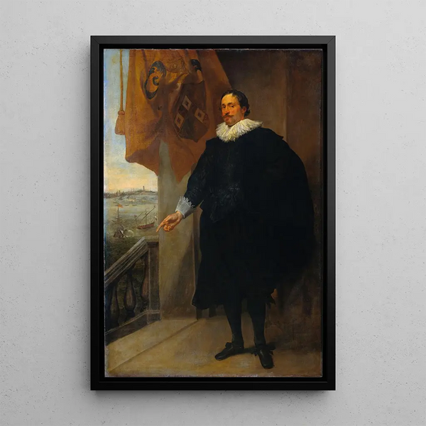 Portrait eines Adligen möglicherweise Adriaan van der Borcht - Antoine van Dyck — gerahmtes Bild an der Wand