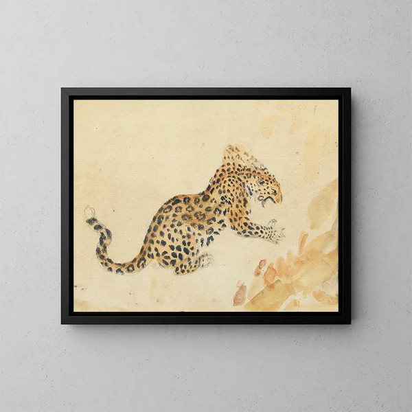 Studie einer Pantherin, die Beute angreift - Antoine-Louis Barye — gerahmtes Bild an der Wand