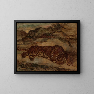 Tigre au repos - Antoine-Louis Barye — gerahmtes Bild an der Wand