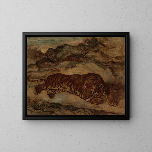 Tigre au repos - Antoine-Louis Barye — gerahmtes Bild an der Wand