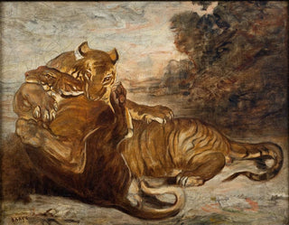Zwei Tiger beim Spielen - Antoine-Louis Barye — Ansicht des Kunstwerks