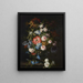 Rosen, Lilien, Tulpen, Narzissen, Morgensterne und andere Blumen in einer Glasvase auf einer Steinkante - Antoine Monnoyer — gerahmtes Bild an der Wand