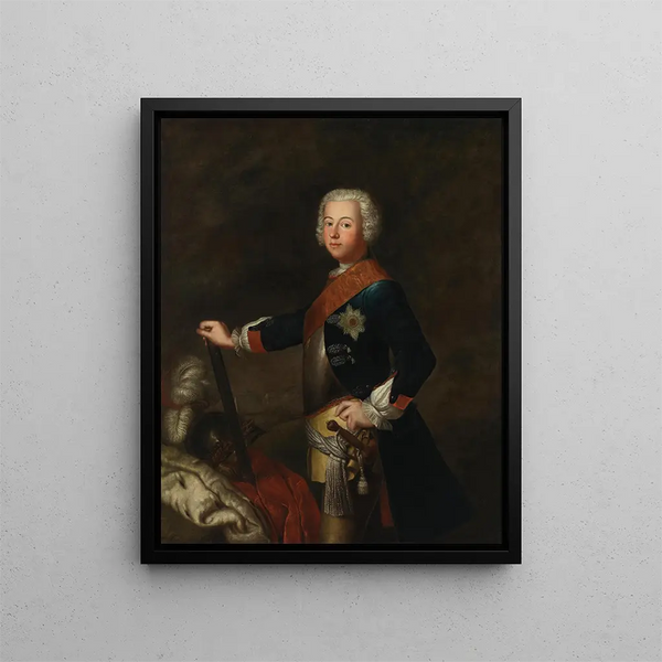 Portrait von Friedrich II. der Große - Antoine Pesne — gerahmtes Bild an der Wand